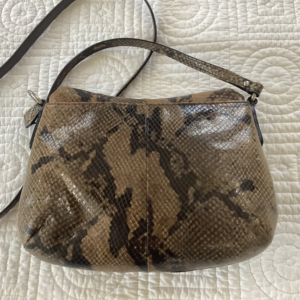 Vintage Coach Soho Snake Python Reptile Pattern Leather Crossbody Flap Bag - Picture 3 of 16
